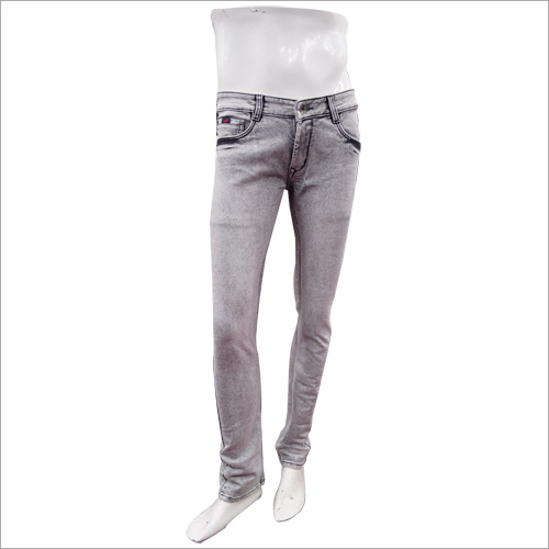 Silver Grey Mens Washed Jeans