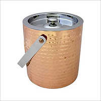 Round Ice Bucket - Stainless Steel & Hammered Copper, 1.5 Liters, 10x8 Inches | Durable Material, Elegant Design, Easy To Carry, Keeps Drinks Cold