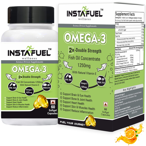 Omega 3 Fish Oil 2X Double Strength  60 Softgel Capsules Shelf Life: 18 Months