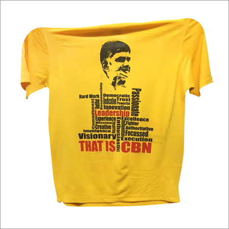 Pink Promotional T Shirt - Polyester Fabric, Short Sleeves, Vibrant Yellow Color | Stylish and Comfortable for Everyday Wear