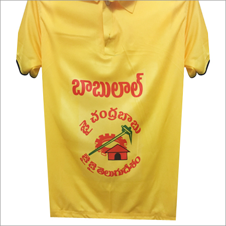 Yellow Election T Shirt - 100% Polyester, V-Neck, Short Sleeves | Printed Design in Vibrant Yellow, Perfect for Elections and Events