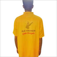 Yellow Election T Shirt Back - Polyester Fabric, V-neck, Short Sleeves, Plain Yellow Design | Comfortable Fit For Campaign Wear