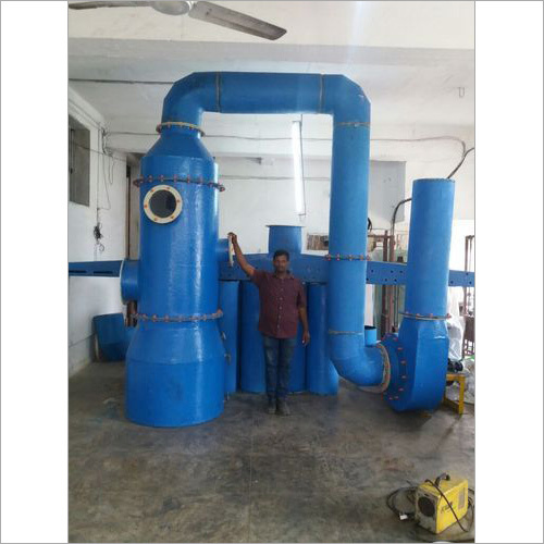 FRP Gas Scrubber - Variable Capacity, Blue Color | 90-99% Efficiency, Corrosion Resistant, Easy Installation, Waste Gas Treatment, Chemical Processing