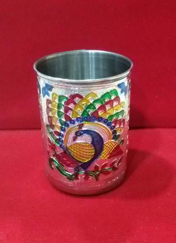 Meenakari Silver Glass