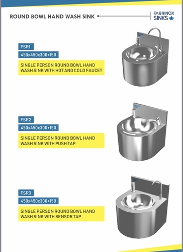 Stainless Steel Round Bowl Hand Wash Sink Application: Hotel