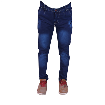 Dark Blue Shaded Regular Fit Strechable Jeans