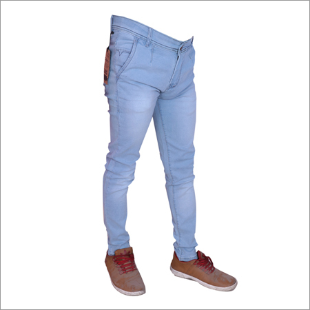 Ice Blue Shaded Regular Fit Strechable Jeans