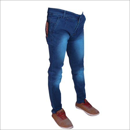 Light Blue Shaded Mens Regular Fit Strechable Jeans