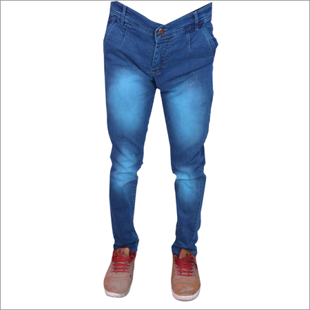 Light Blue Shaded Mens Regular Fit Strechable Jeans