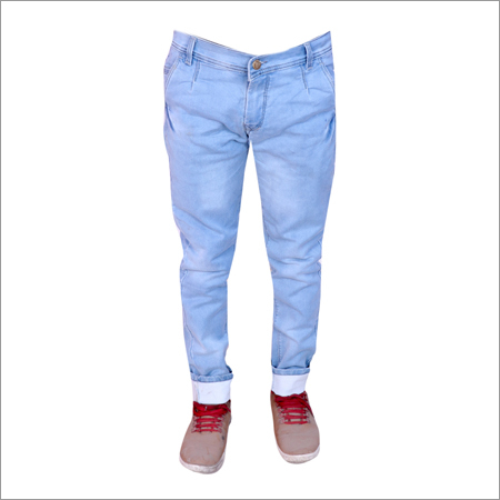 Light Blue Shaded Regular Fit Full Strechable Jeans Fabric Weight: 550 Grams (G)