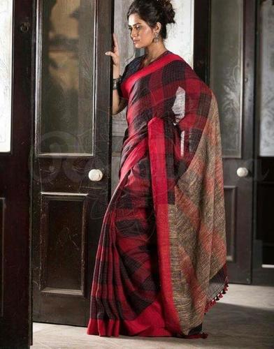 Linen Check Sarees