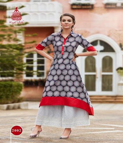Cotton Kurti - Lawn Doriya Fabric, 46 to 48 Inches Length, Multi Color | Traditional Dress with Full Sleeves, Available in Sizes L-XXXL, Dry Clean Only