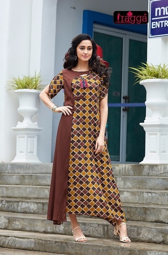 Coffee Round Neck Kurtas