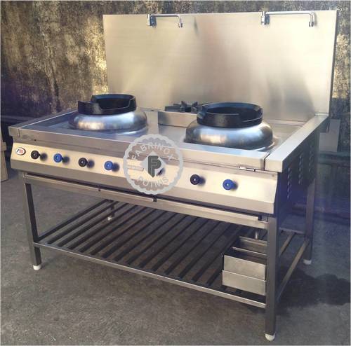 SS Chinese Wok Range - Stainless Steel, Gas Power Source | Ideal for Home and Restaurant Use, Includes PVC Components
