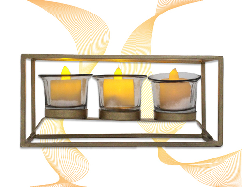 Golden Box Shape Candle Holder