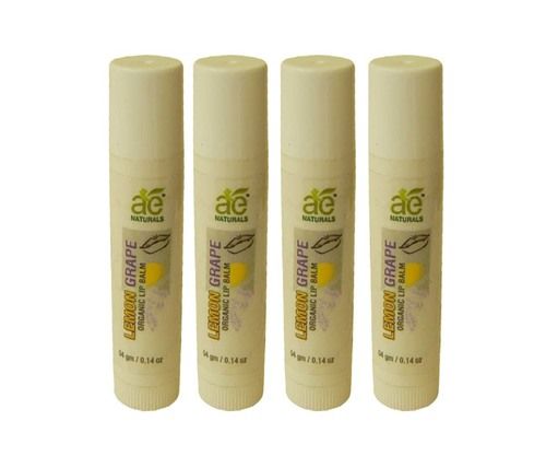 AE NATURALS Pure Organic Lemon Grape Lipbalm Stick Set of 4 Pc 4g