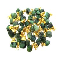 Emerald Raw Gold Cap Gemstone Pendant Size: 10-14mm