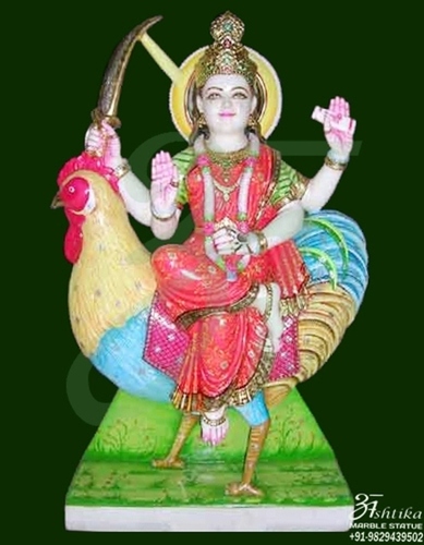 Marble Durga Moorti Manufacturer - White Marble, Variable Dimensions, Multicolored | Detailed Carving, Polished Finish, Easy Setup, Durable