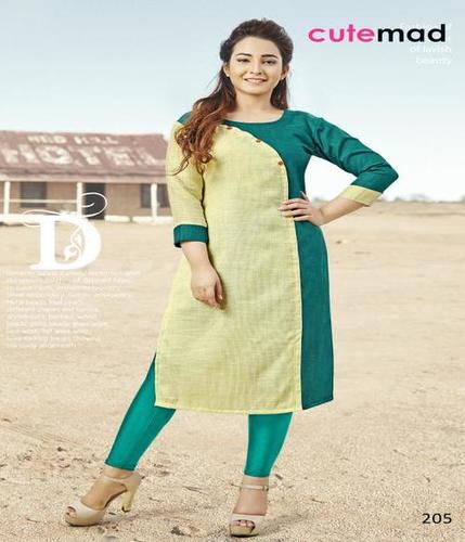 Yellow & Green Ladies Designer Kurti