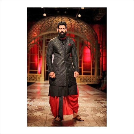 Mens Designer Kurta - Silk Blend, 54 Inches, Black | Elegant Design, Slim Fit, Embroidery, Comfortable, Durable