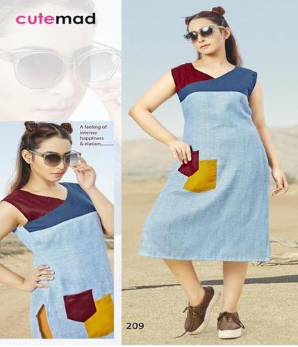 Sky Blue Women Short Kurti