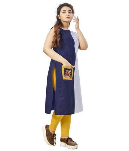 Blue & White Ladies Fancy Kurti