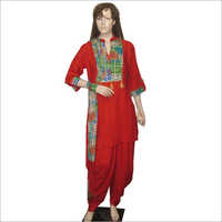 Trendy Dhoti Salwar Set - Cotton, Printed Pattern, Red Color | Full Sleeves, Anti-wrinkle, Washable, Non-toxic, Waterproof, All-season Wear