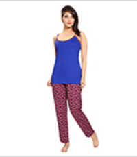 Ladies Hosiery Nightwear - Hosiery Fabric, Loose Fit, Blue | Soft Fabric, Lightweight, Stylish Spaghetti Pajama