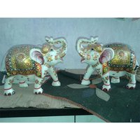 Marble Elephant Pair