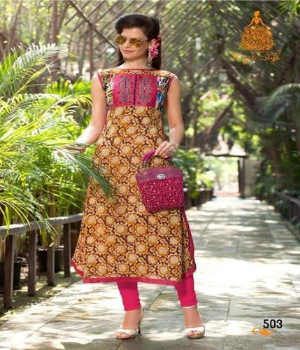 Sleeveless Kurti - Heavy Rayon, Length 44-48 Inches | Pink Color, All Season Wear, Durable Festival & Party Style