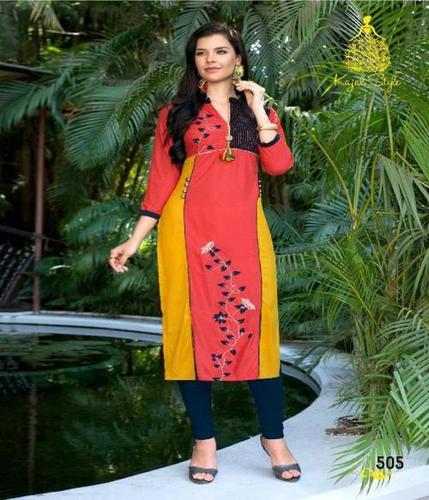 Yellow & Red Traditional Kurti