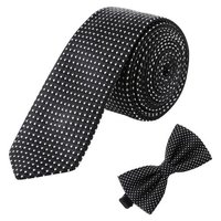Formal Ties - Silk, 57x8.5cm, Black | Colorfast, Lightweight, Soft Texture, Elegant Dotted Design, Easy Knotting, Durable Fabric