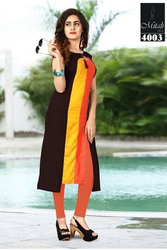 Yellow & Black Ladies Fancy Kurti