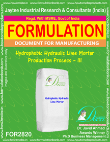 Hydrophobic Hydraulic Lime Mortar Production Process AcA A III
