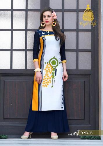 Rayon White Kurtis