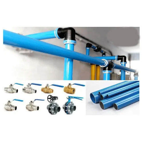 Compressed Air Pipe Fitting With Connectors - Color: Blue