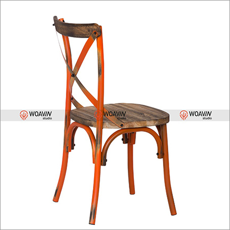 Chair Wooden Top Metal Powder Coated Chair