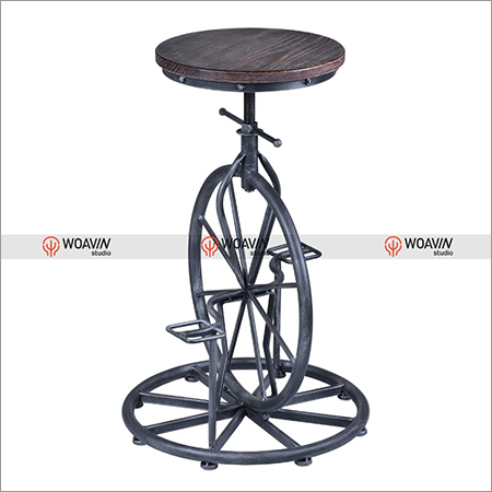 Industrial Cycle Bar Stool Metal Wooden Seating Adjustable