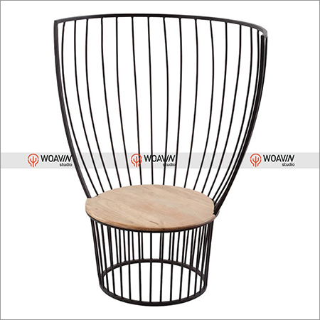 Cage Chair Metal Powder Coated Wooden Top