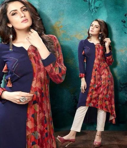 Navy Blue Handloom Cotton Kurti