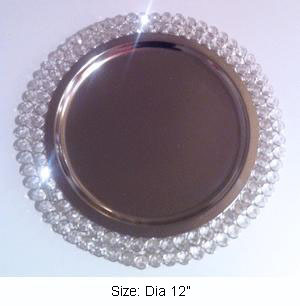 Crystal Charger Plate - Nickel Plated, Dia 12" | Elegant Round Design, Dishwasher Safe, Antique Finish, Ideal for Serving Soup and Desserts