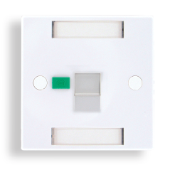 British Shuttered faceplate 1 port, w/ icon tabs