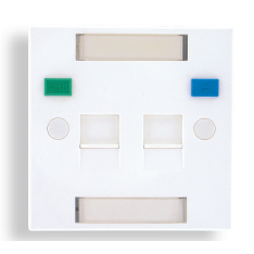 British Shuttered faceplate 2 port, w/ icon tabs