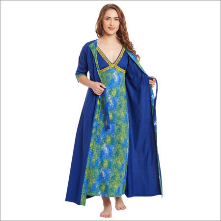 Ladies Blue Color Nighty Robe