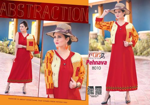 Cotton Kurti - Pure Cotton With Ethnic Hand Work, Red Sleeveless Casual Style for All Seasons