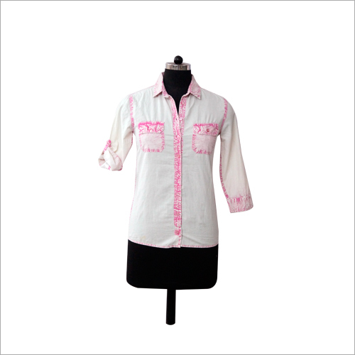White And Pink Cotton Shirt