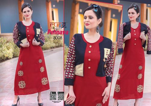 Maroon Cotton Designer Kurti