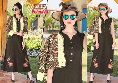 Black & Light Yellow Branded Kurti