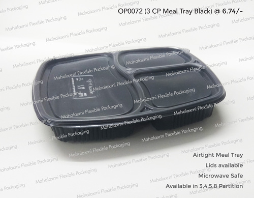 3 Partition Meal Tray Black