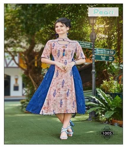 Blue Crepe Kurti